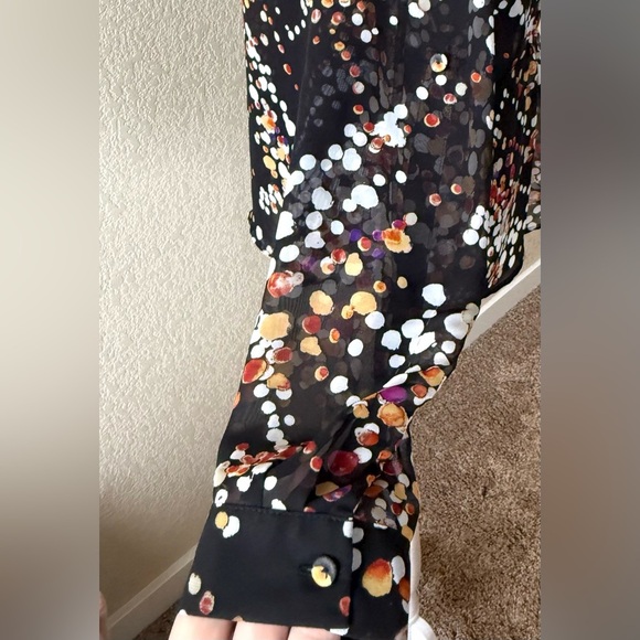 Daniel Rainn Sheer Dot Print Blouse with Cami – Black Multicolor – PXS - Picture 8 of 10